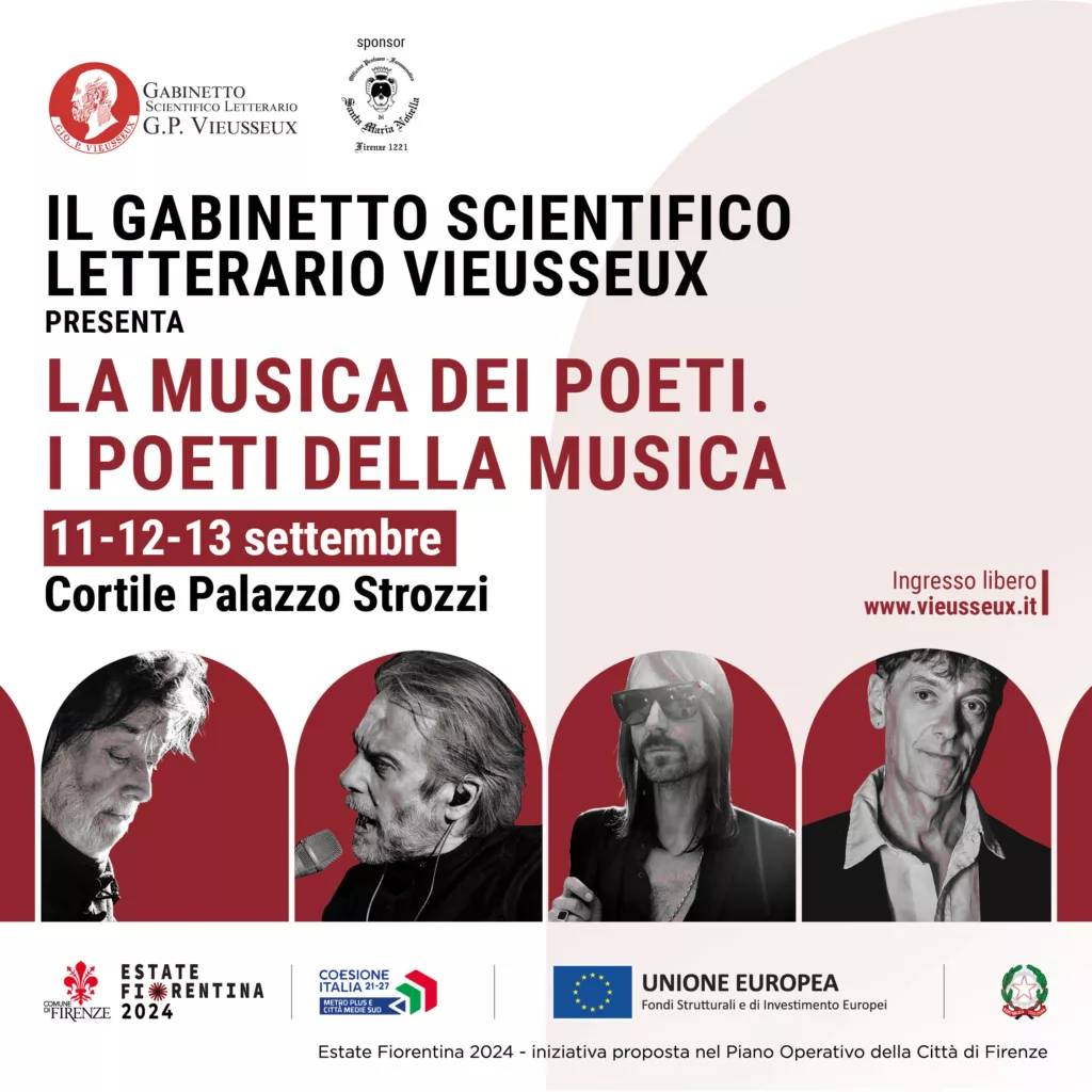 Locandina serate a palazzo strozzi "La musica dei poeti i poeti della musica"