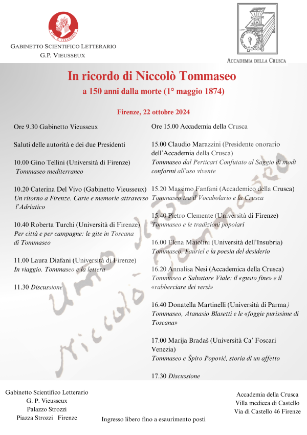 In ricordo di Niccolò Tommaseo a 150 anni dalla morte (1° maggio 1874)