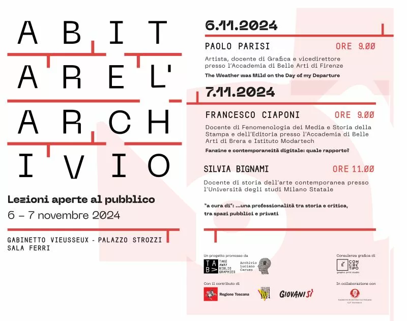 locandina conferenze ABITARE L'ARCHIVIO Lezioni aperte al pubblico